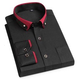 Pour hommes d'affaires chemises habillées mâle formel boutonné col Social Camisa élastique antirides décontracté hommes chemise poche 240104