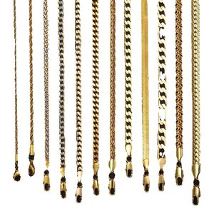 Colliers en acier inoxydable pour hommes et femmes, corde Figaro de blé, chaîne à maillons cubains, remplis d'or, bijoux masculins, cadeau, vente en gros