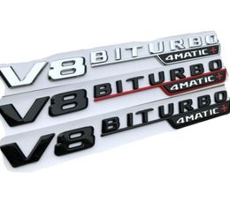 Pour Mercedes Benz AMG Flat Letters 1 paire V8 Biturbo 4Matic Fender Emblems Badges V8biturbo4matic Emblem Sticker7459219