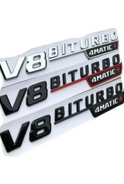 Voor Mercedes Benz AMG Flat Letters 1 Pair V8 Biturbo 4Matic Fender Emblems Badges V8Biturbo4matic Emble -sticker9664833