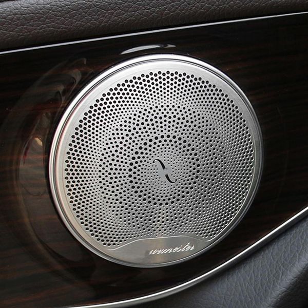 Para mercedes-benz E C Class W213 W205 GLC X253 C253 260 200, altavoz de puerta de coche, almohadilla de sonido cromada, cubierta de altavoz, marco embellecedor, Sticker260u