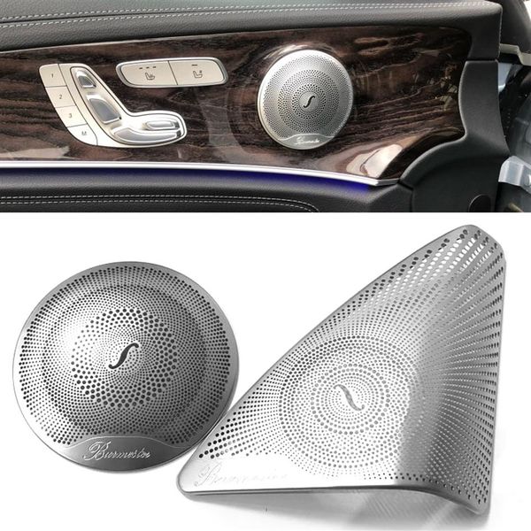 Para Mercedes Benz New C Class W205 2015-2017 Car-styling Acero inoxidable Car Door Audio Speaker Cubierta decorativa Trim 3d Sticker2257