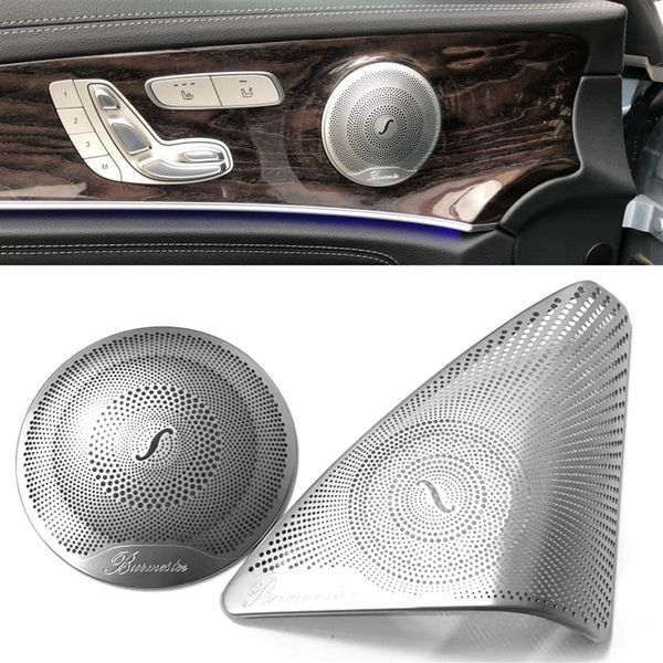 Para Mercedes Benz New C Class W205 2015-2017 Car-styling Acero inoxidable Car Door Audio Speaker Cubierta decorativa Trim 3d Sticker234H