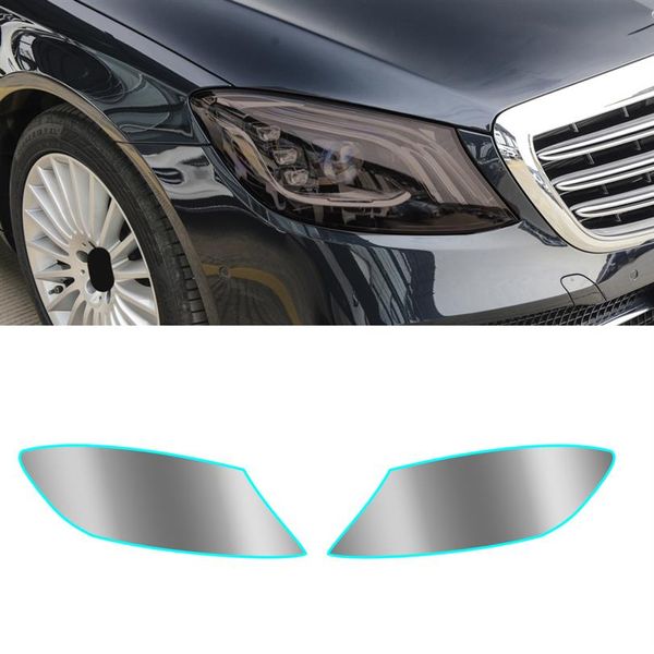 Para mercedes-benz Clase S W222 W223 2014-2021, tinte de faro de coche, película protectora negra, pegatina de vinilo transparente de TPU, accesorios 334G