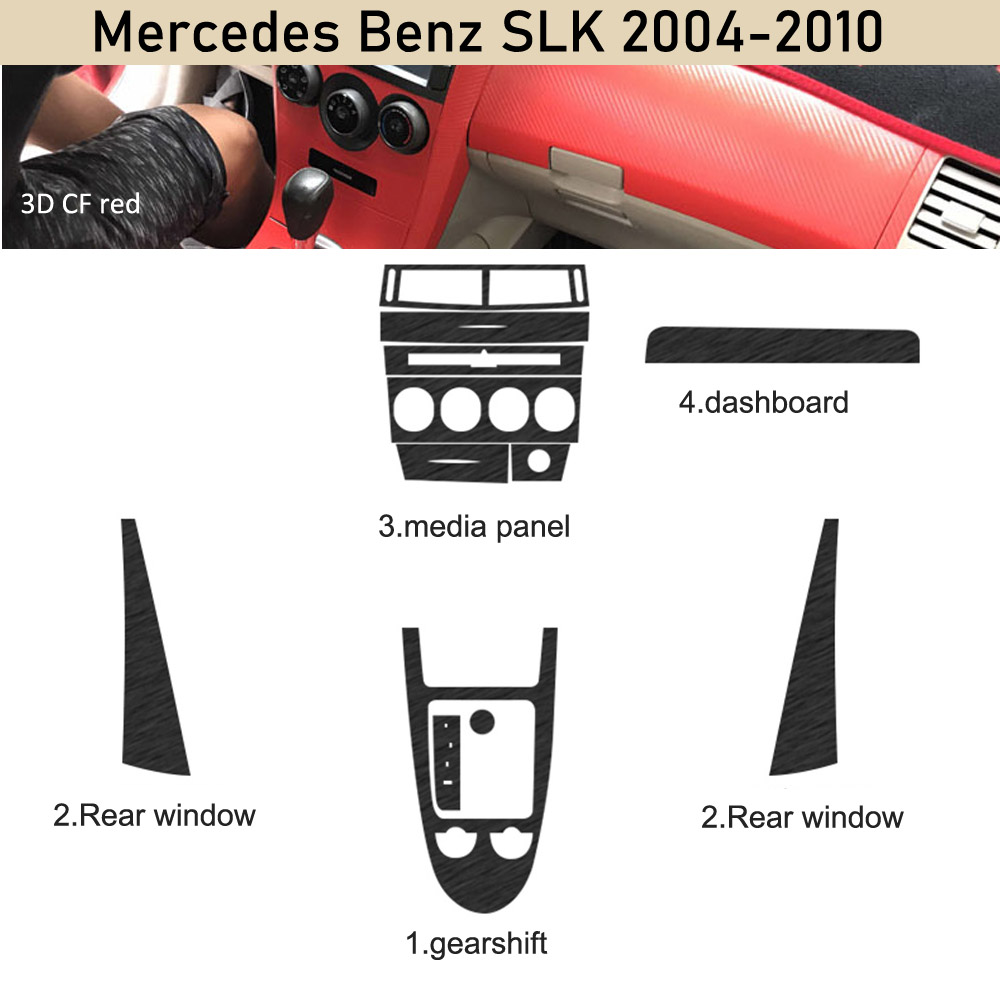 For Mercedes Benz SLK 2004-2010 Interior Central Control Panel Door Handle Carbon Fiber Sticker Decals Car styling Accessorie