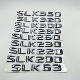 Voor Mercedes Benz SLK -klasse W171 SLK63 SLK200 SLK220 SLK230 SLK260 SLK280 SLK300 SLK320 SLK350 Auto Chrome Alphabet Sticker Badge E284U