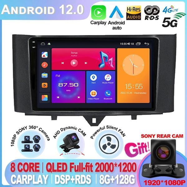 Pour Mercedes/Benz Smart Fortwo 2005-2010/2011-2015 2 DIN Android 12 autoradio lecteur multimédia Carplay Auto GPS navigation-2