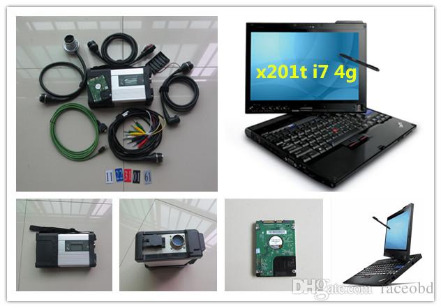 För Mercedes Cars and Trucks Diagnostic Scanner Tool MB Star C5 med Software 320 GB HDD Laptop X201T I7 4G Pekskärm