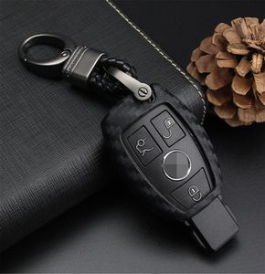 Voor Mercedes-Fob, autosleutelzakje voor Mercedes A C E S Klasse GLK CLA GLA GLC GLE CLS SLK AMG E260l C200l - Zwart-geweven sleutelhanger2381078