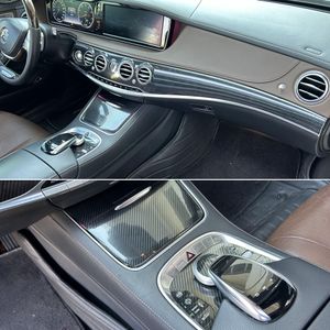 Pour Mercedes classe S W222 2014-2020 panneau de commande central intérieur poignée de porte en Fiber de carbone autocollants décalcomanies accessoire de style de voiture