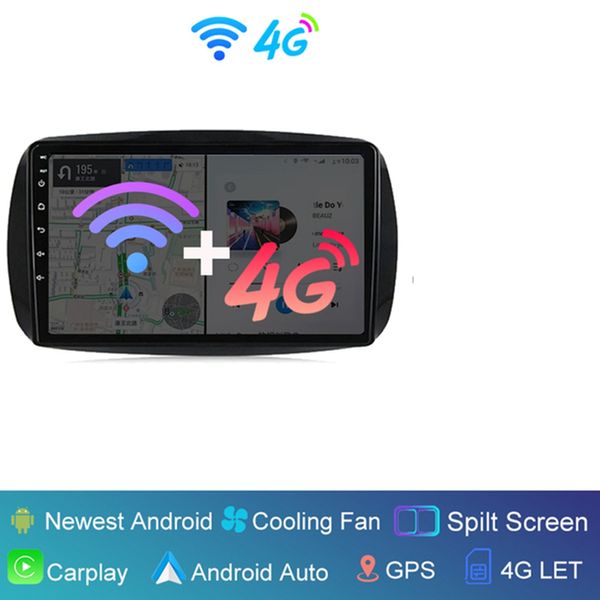 Para Mercedes Smart 453 Fortwo 2014 - 2020 Carplay Radio de coche Android 12 Autoradio reproductor Multimedia QLED DSP DVD estéreo Headunit-3