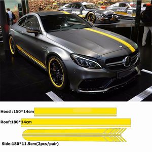 Voor Mercedes Hele Sticker Racing Lijn Auto Kap Dak Staart Lichaam Decoratieve Decal Side Rok Stickers Fit voor Benz a B C E S class242O