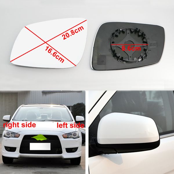 Para Mitsubishi Lancer Ex 2009 2010 2011 2012 accesorios de coche espejos retrovisores lente espejo retrovisor cristal sin calefacción