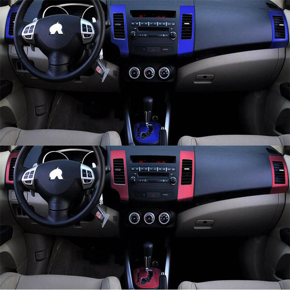 Para Mitsubishi Outlander 2006-2011 Interior Central Central Panel de control de la puerta Manija de la puerta de la fibra de carbono calcomanías de estilo de automóvil Accesorio