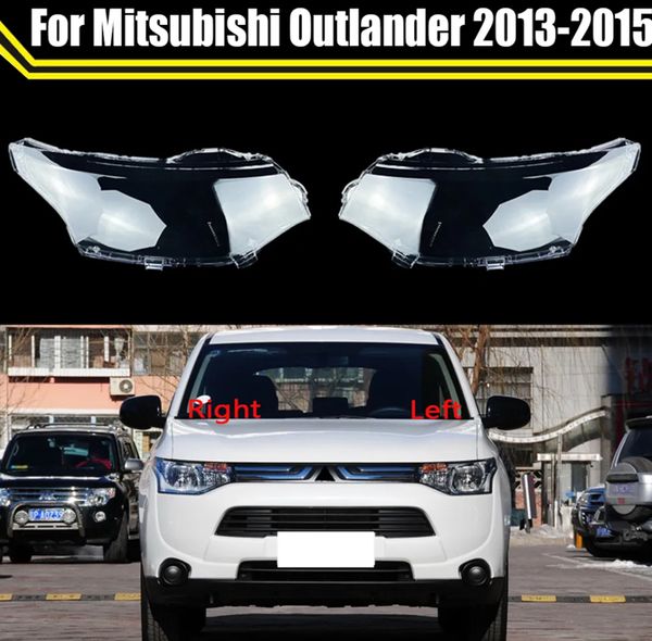 Para Mitsubishi Outlander 2013-2015, cubierta de faro, carcasa de faros, pantalla transparente, cubierta de faro, tapas de cristal para lentes