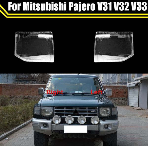 Para Mitsubishi Pajero V31 V32 V33, carcasa de protección delantera para coche, carcasa transparente para faro, cubierta de cristal para lente, tapas de pantalla