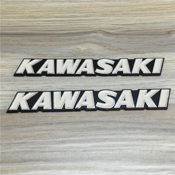 Pour modifié Kawasaki Kawasaki rétro voiture voiture de rue stéréoscopique en aluminium réservoir de carburant dur standard blanc lettrage bouée Decal metal274r