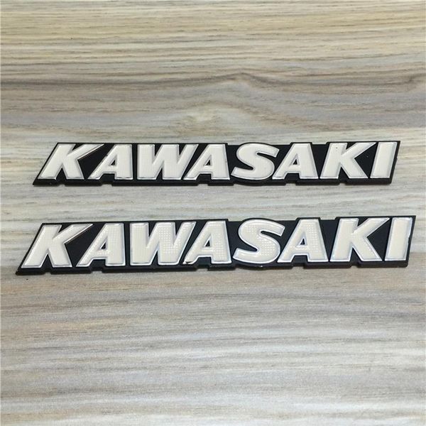 Para modificado Kawasaki Kawasaki retro car street car estereoscópico aluminio tanque de combustible duro estándar letras blancas boya calcomanía metal295Z