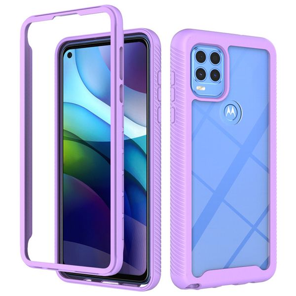 Para Moto G Stylus 5G 2021 Fundas Armadura transparente Parachoques de goma suave Plástico duro Cubierta de protección transparente a prueba de golpes