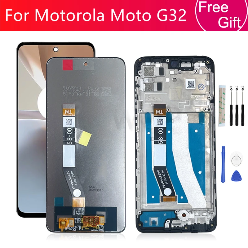 Para Motorola Moto G32 LCD Pantalla Touch Screen Digitizer Conjunto para pantalla Moto G32 con piezas de repuesto de marco 6.5 