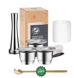 Para la cápsula de café reutilizable de Nespresso, acero inoxidable rico crema espresso recargable filtros pod Fit Inissia Pixie Essenza Mini 240416