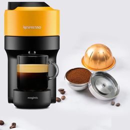 Cápsula de café recargable para Nespresso Vertuo POP, filtro de café ecológico, filtro de acero inoxidable 240328