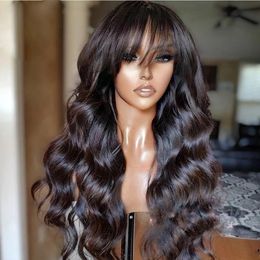 Livraison gratuite pour de nouveaux articles de mode en densité de brésilien Brésilienne Wave Fringe Wig Hair Human With Bangs Aucune Full Lace Front Perruques