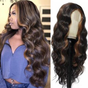 Livraison gratuite pour de nouveaux articles de mode en stock Peruvien Hair doux sans glues sans glue blonde Body Wave Lace Wigs Front Perruque avant densité de fermeture synthétique HD humain HD