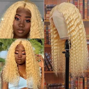 Livraison gratuite pour les nouveaux articles de mode en perruques d'origine blonde Blonde Curly Synthétique Lacefront Wig Simulation Human Hair Lace Lace Front Small Size Inches Rxg