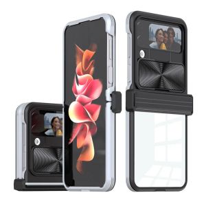 Pour le nouveau Samsung Galaxy Z Flip4 Drop de téléphone et TPU PC résistant aux taches 2 dans 1 Case de protection de fenêtre coulissante plus sécurisée Slidg wdow