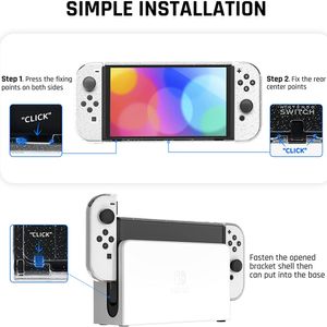 Para Nintendo Switch OLED Console y Joycons Crystal Clear Shell 6 en 1 Cubierta de PC protectora Película de pantalla templada de protección de piel