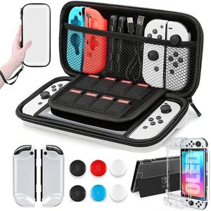 Pour étui de transport modèle Nintendo Switch OLED, kit d'accessoires 9 en 1 pour modèle OLED NS Switch 2021 avec étui de protection dockable, protecteur d'écran HD