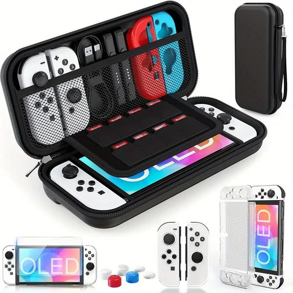 Pour Nintendo Switch OLED étui de protection rigide étui de voyage Portable Compatible avec Nintendo Switch OLED avec protecteur d'écran de pouce Compatible