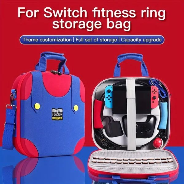 Pour Nintendo Switch/Switch OLED Fitness Ring Sac de rangement, stockage de grande capacité, un ensemble complet d'accessoires de console de jeu sac de finition, thème personnalisé grand sac portable