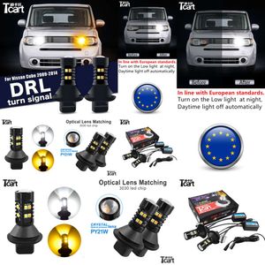 Voor Nissan Cube (Z12) 2009 2010 2011 2012 2013 2014 2PCS LED Daytime Running Light Turn DRL 2in1 auto -accessoires