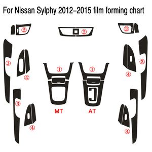 Pour Nissan Sylphy B17 2012-2016 panneau de commande central intérieur poignée de porte en Fiber de carbone autocollant décalcomanies accessoire de style de voiture