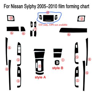 Voor Nissan Sylphy Bluebird G11 interieur centrale bedieningspaneel Deurhandgreep Koolstofvezel Sticker Sticker Sticker Sticking Accessorie