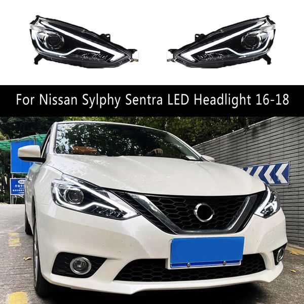 Pour Nissan Sylphy Sentra ensemble de phares LED 16-18 style de voiture feux de jour lampe avant Streamer clignotant feux de route Angel Eye