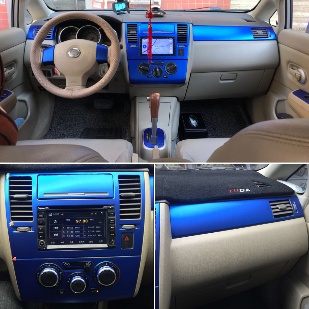 Para Nissan Tiida 2005-2010 Panel de Control Central Interior manija de puerta pegatinas de fibra de carbono 3D/5D calcomanías accesorios de estilo de coche