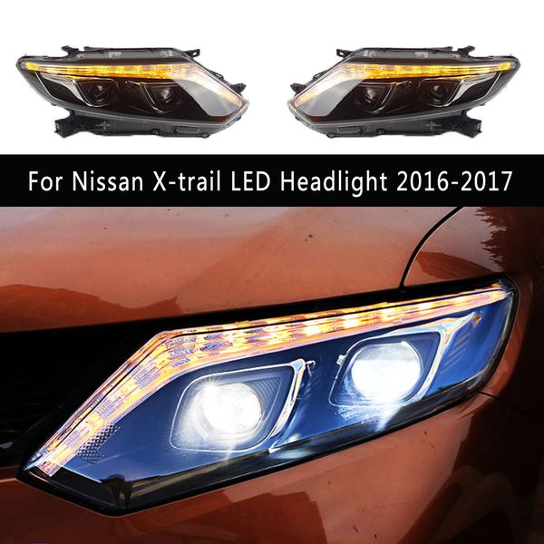 Pour Nissan X-trail phare LED 16-17 accessoires de voiture phare DRL feux diurnes dynamique Streamer clignotant indicateur lampe avant