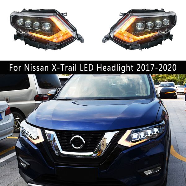 Pour Nissan X-Trail Phare LED 17-20 Feu Diurne Dynamique Streamer Clignotant Phare Faisceau Haut Ange Oeil Projecteur Lentille