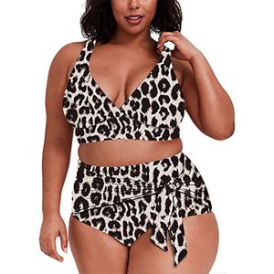 Maillot de bain imprimé léopard MACKAGES pour femmes obèses, bikini séparé, sexy, grande taille, nouvelle collection 2023