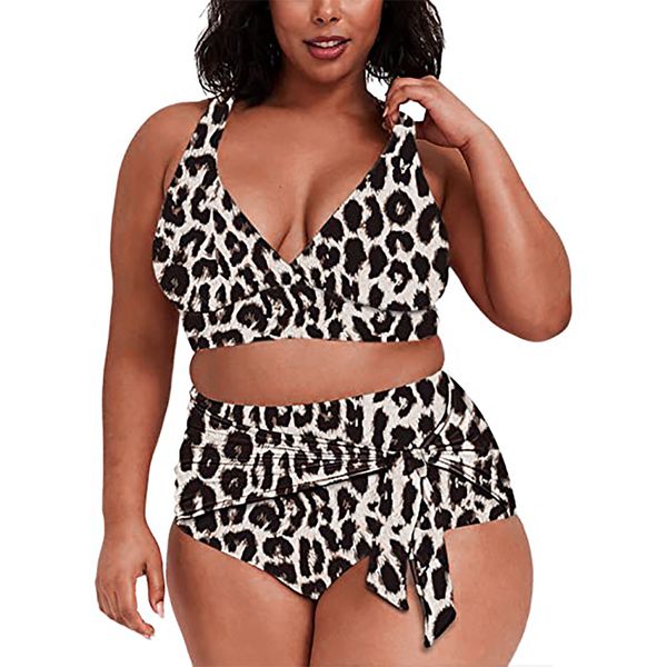 Para el diseño de mujeres obesas 2023 mackages estampado de leopardo nuevo sexy bikini grasa de bikini gran tamaño de baño