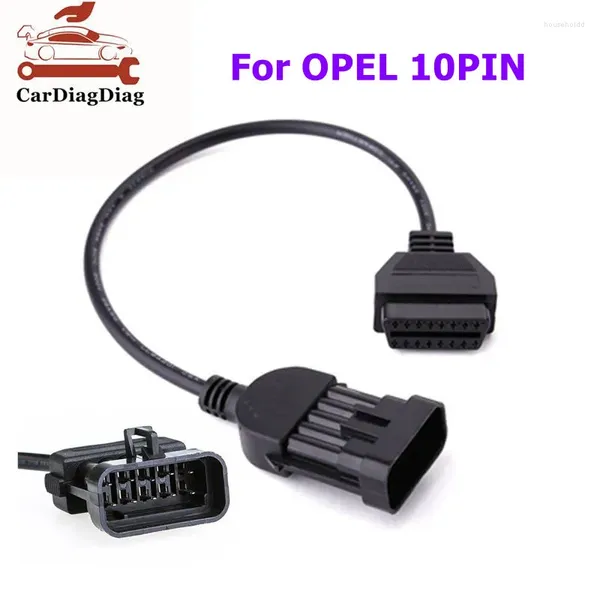 Para Opel 10Pin OBD OBDII Cable de extensión funciona Vauxhall/Opel OPCOM adaptador de diagnóstico 10 Pin a 16 hembra