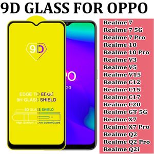 9D Full Cover Tempered Glass Screen Protector voor Oppo Realm 8 7 5G 10 Pro Realme V3 V5 V5 V5 C12 C15 C17 C20 GT X7 Q2 Q2I