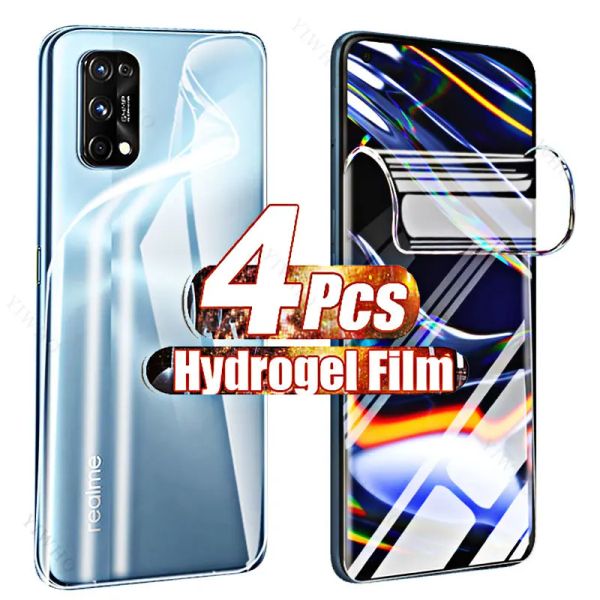 Pour Oppo Realme 7 Pro Protecos de Screen pour Realme 7i 7 Global 10 Pro Plus 5G 7 I Film Hydrogel Case avant Back Not Glass 4-1PCS