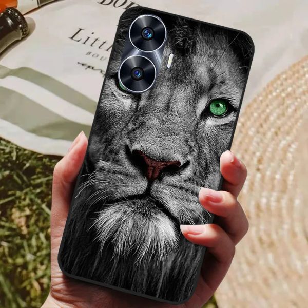 Pour Oppo Realme C55 Case REALMEC55 C 55 Mignon Cat Cover Silicone Soft Phone Case Fundas for Realme C55 Bumper Coe Black Edge