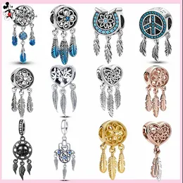 Pour pandora charme 925 perles en argent breloques Dream Catcher balancent en forme de coeur ensemble de charme pendentif