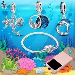 Pour pandora charme 925 perles en argent breloques sirène dauphin étoile de mer ensemble mer vie Animal charme ensemble
