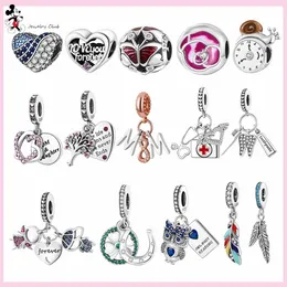 Pour pandora charme 925 perles en argent breloques maman coeur perle rose fleur ensemble de charme pendentif